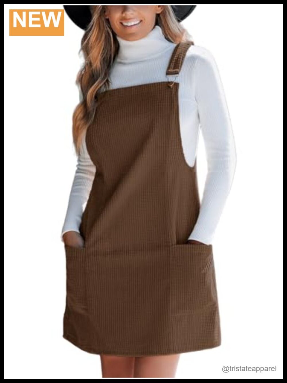 Corduroy Overall Mini Dress Pinafore Square Neck with Pockets